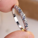 silver round blue crystal ring 03
