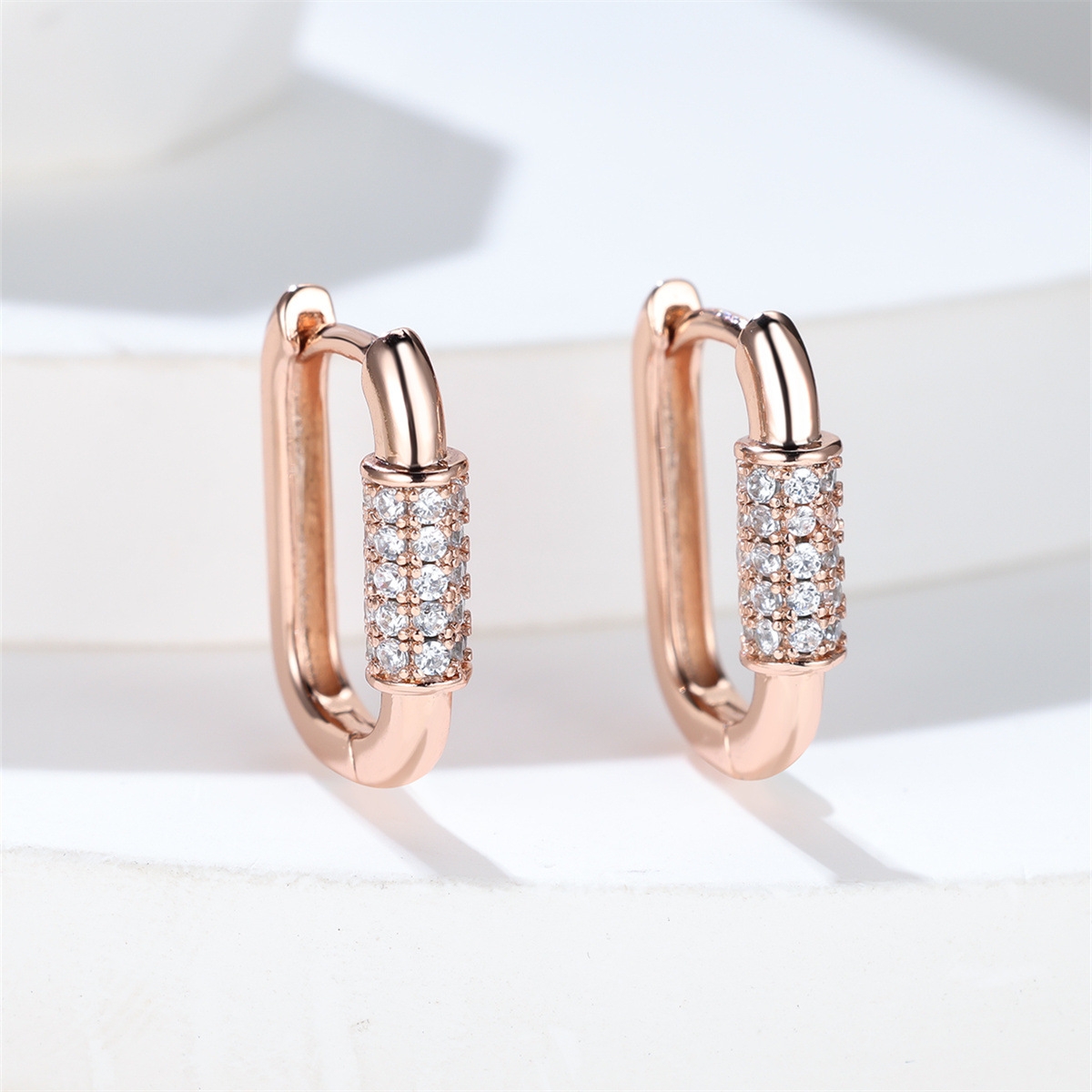 Rose Gold Pave Huggies