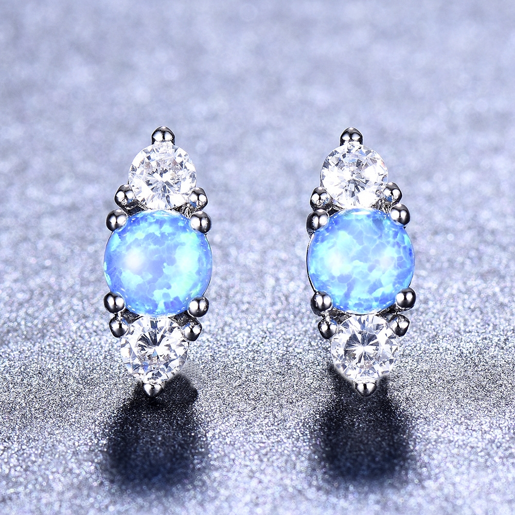 blue simulated opal drop earrings