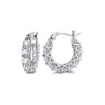 openwork lace rhinestone huggie earrings