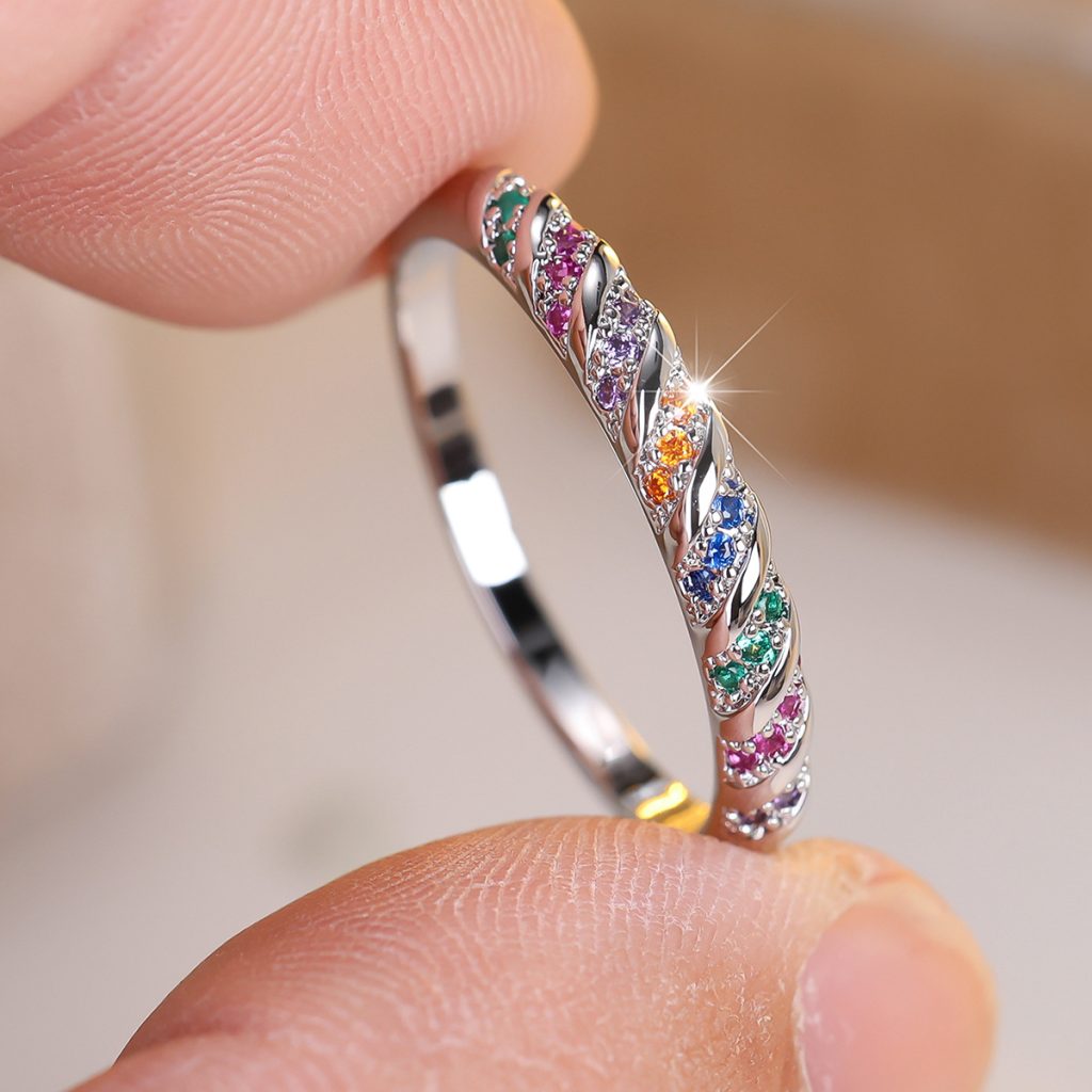silver round multicolor crystal ring 01