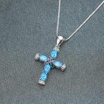 blue opal cross necklace