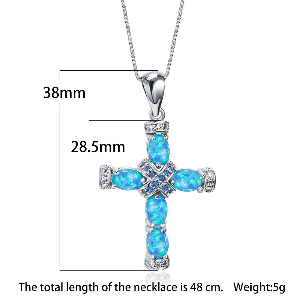 blue opal cross necklace copper