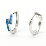 blue opal huggie earrings