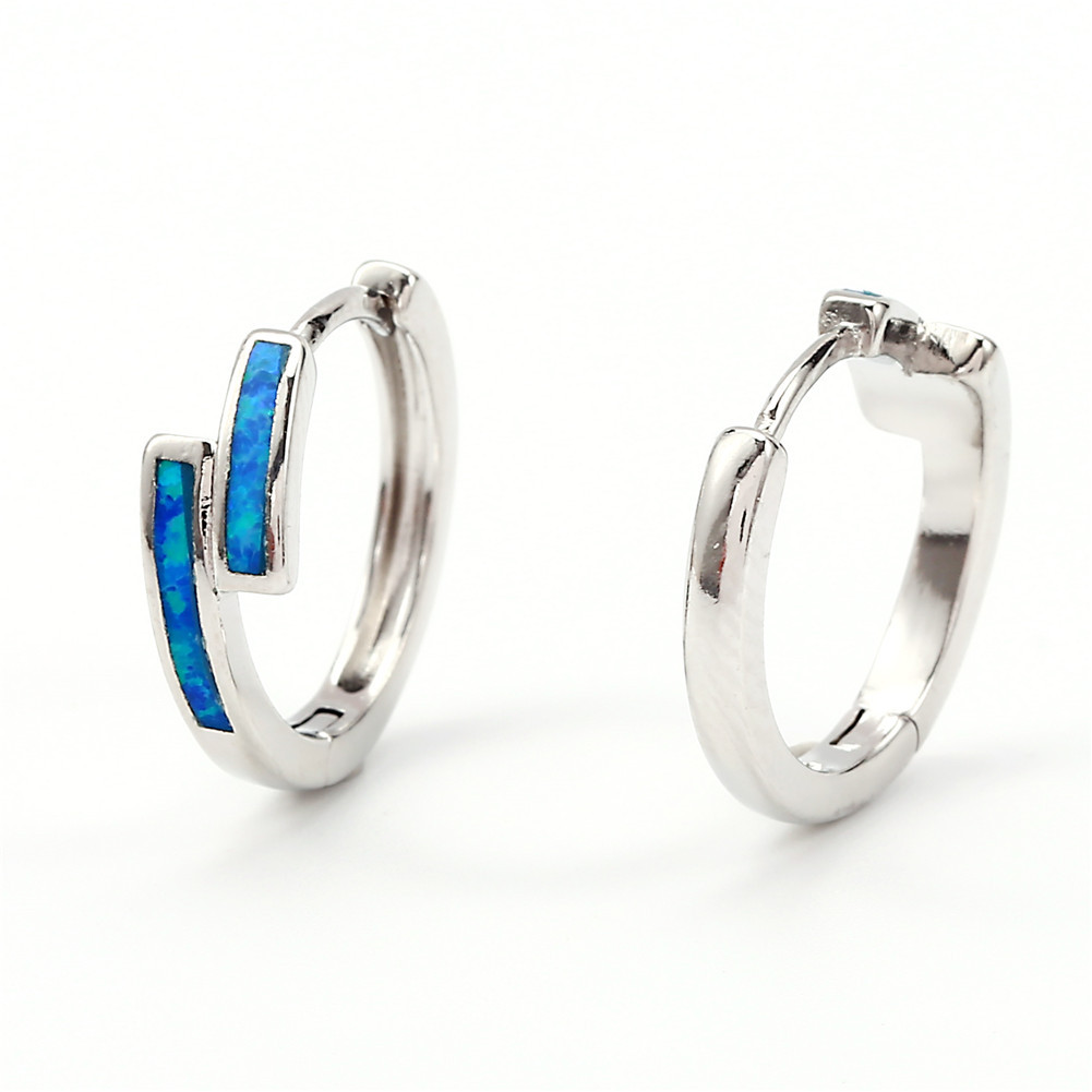 blue opal huggie earrings