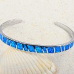 blue opal inlay cuff bangle