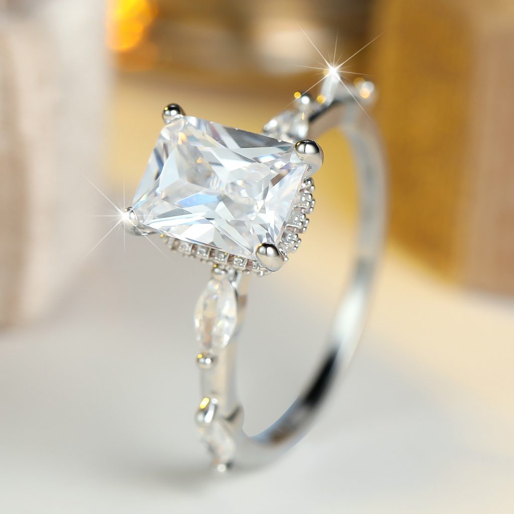 copper cubic zirconia halo statement ring