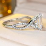 copper cz twist band emerald ring