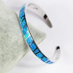 copper synthetic opal cuff bangle