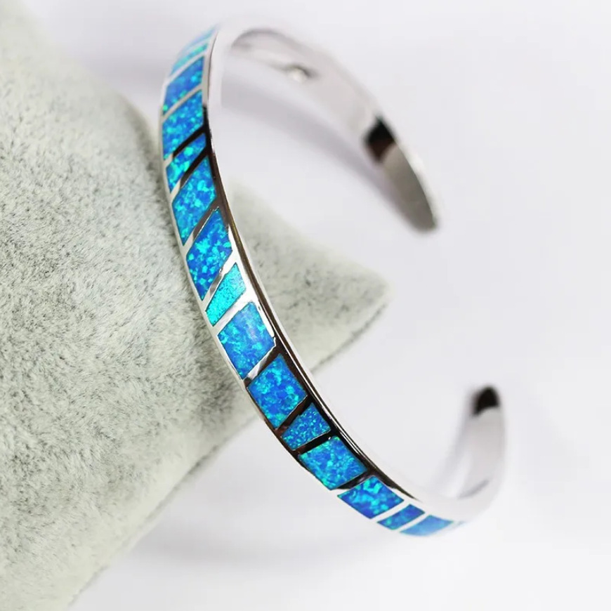copper synthetic opal cuff bangle