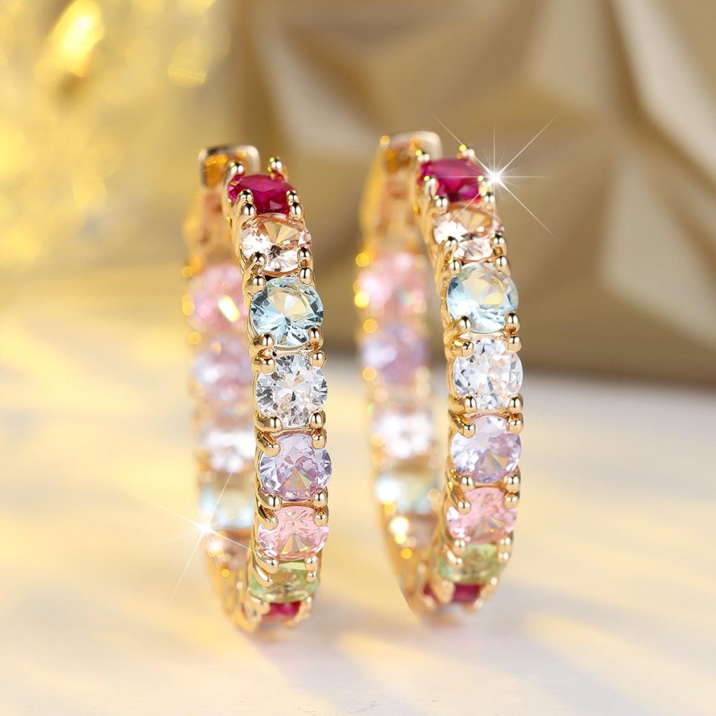 multicolor cz earrings copper