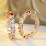 multicolor cz hoop earrings copper