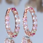 multicolor stone rose hoop earrings