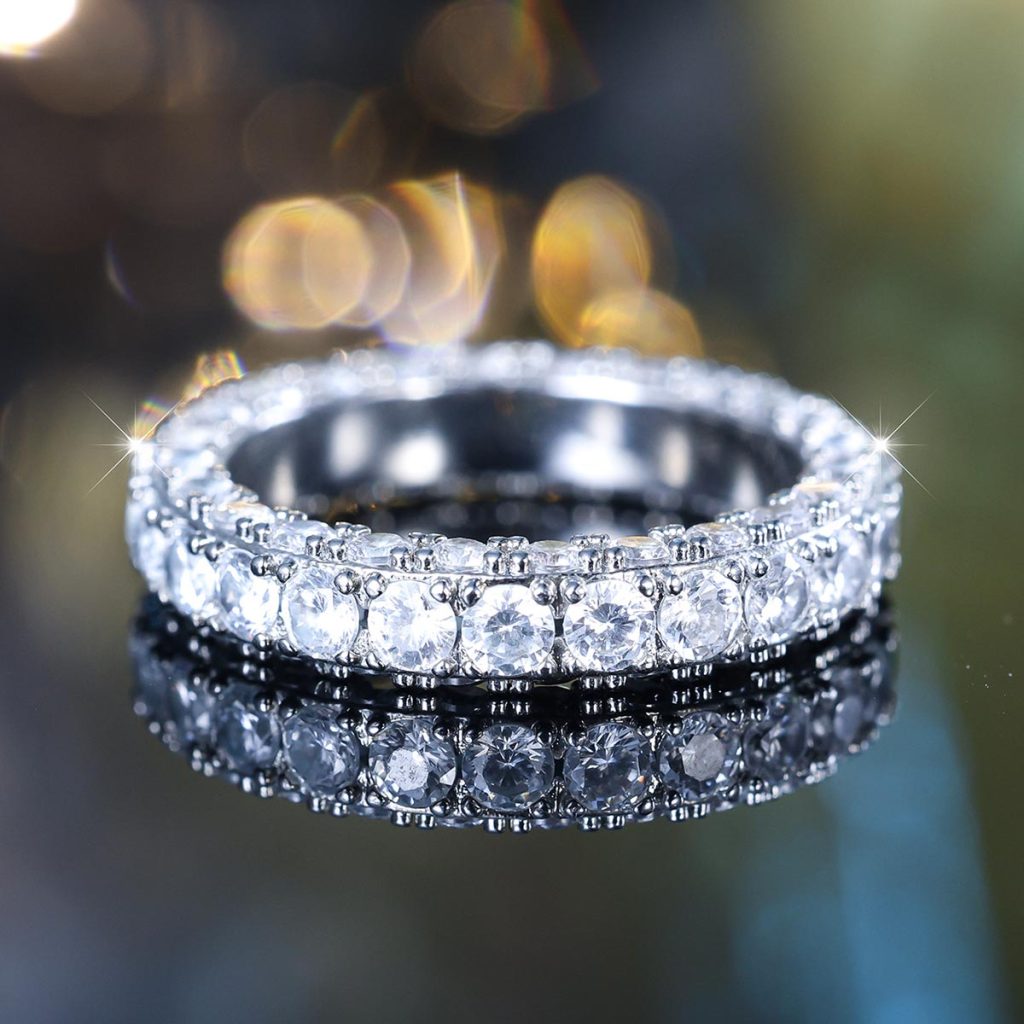 pave cubic zirconia eternity ring