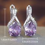 purple cz infinity drop earrings